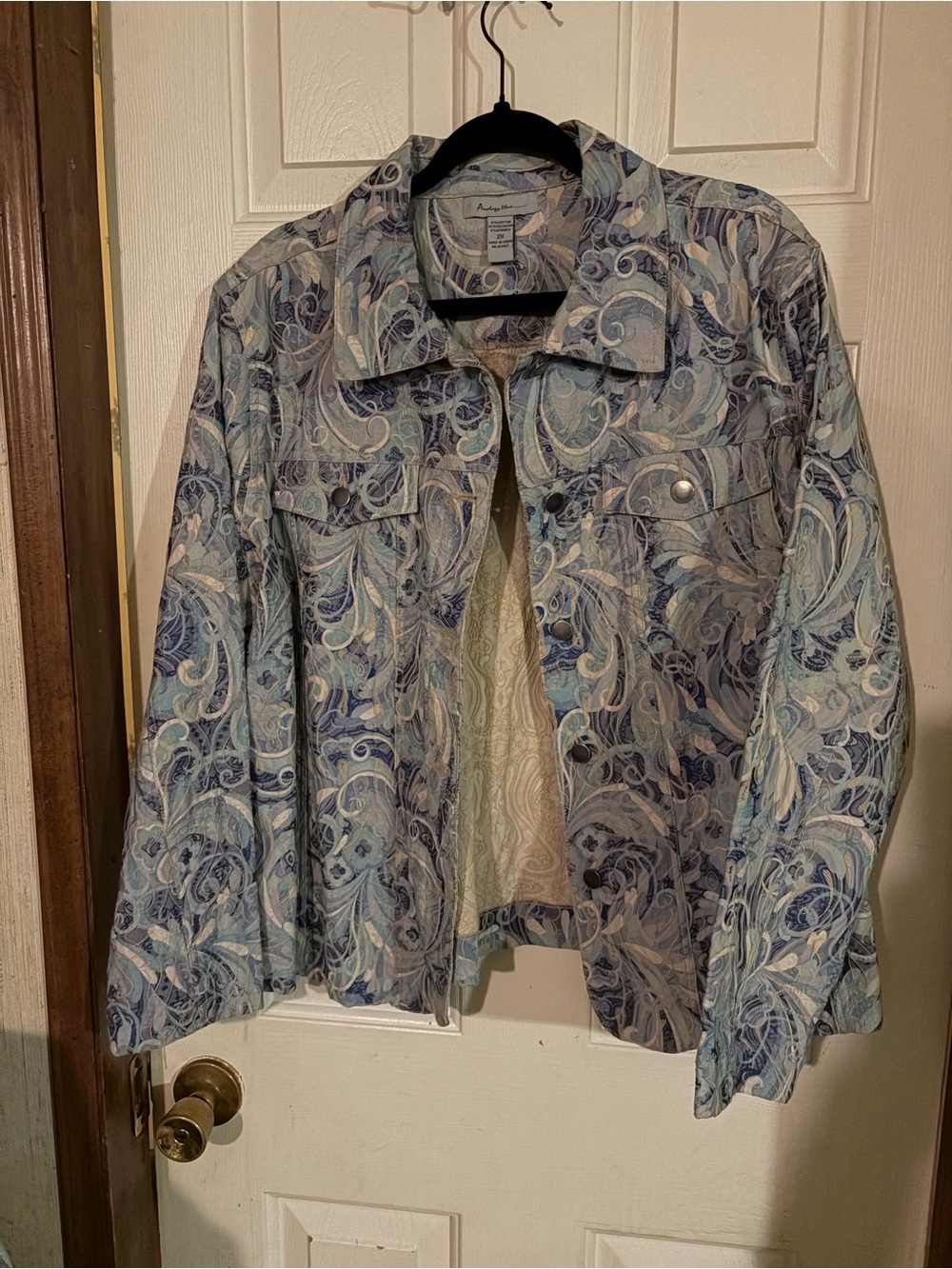 Paisley-Print Light Blue Women's Jacket by Anastasia